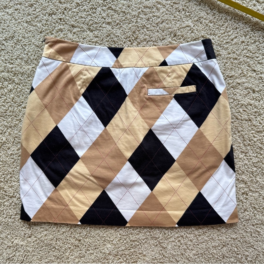 Loudmouth Golf Skort  Argyle Tan Black  White Size 6 - Picture 7 of 8